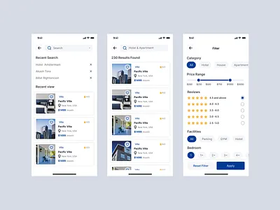 Mobile Search and Filter design homepage landing page mobile ui search and filter ui ux