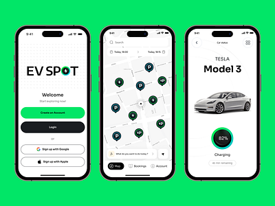 EV Spot - Mobile App app car design electric electric vehicle ev icon mobile ui ux