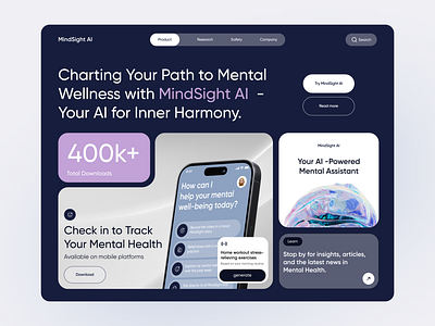 MindSight AI - Landing page ai ai platform branding landing page mental health mental health platform ui ux website