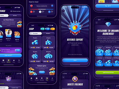 InGame. Social Betting Mobile App app badges design football icon illustration prediction screen soccer sport typography ui ux