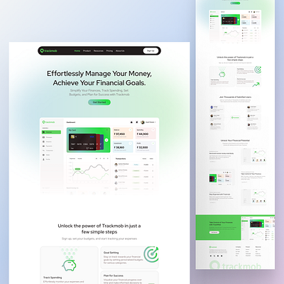 Landing page designed for Trackmob design figma freelance landing page ui uidesign ux webdesign website design