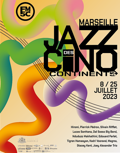 'Marseille Jazz des 5 Continents' Project 3d graphic design illustration illustrator jazz logo marseille mockup music portfolio