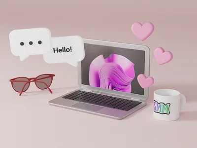 3D laptop 3d 3d illustration branding cute design graphic design illustration laptop smm