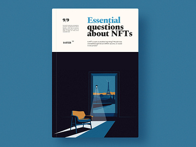 Essential questions about NFTs article branding cover design editorial graphic design illustration nft noire paris shadow thumbnail ui ux vector website