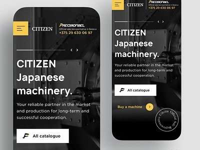 Mobile & Desktop UX/UI web-design belarus black citizen design landing machinery main page mobile ui ux web design yellow