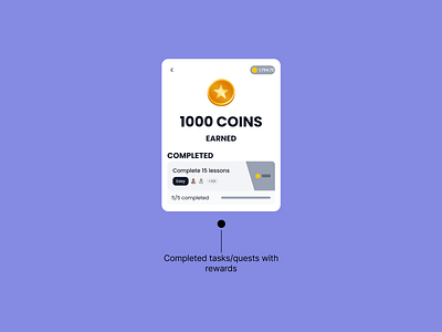 UI Card for Completed Tasks and Rewards achievements app design coins figma gamification mobile app rewards ui ui design ui kit uiux ux ux design