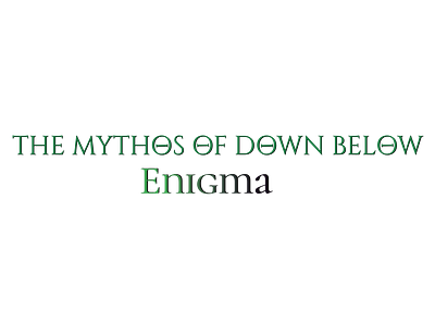 'Mythos of Down Below: Enigma' Logo (2024 revision) book design branding graphic design illustrator logo typography