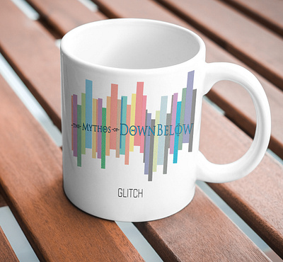 'Mythos of Down Below' Glitch Cup Design book design branding canva graphic design illustrator logo