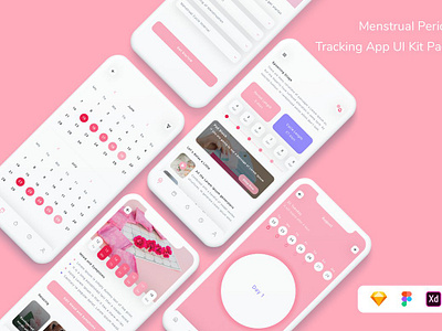 Menstrual Period Tracking App UI Kit app app ui health healthy medical medicalapp medicines menstrual period reminder reminderapp ui uikit v