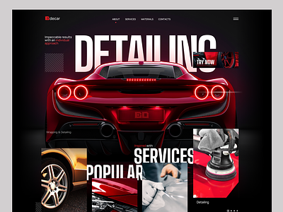 Car service and detailing Landing Page Website branding car detailing landing luxury minimal minimalism ui ui designer uidesign uiux ux vip web webdesign website