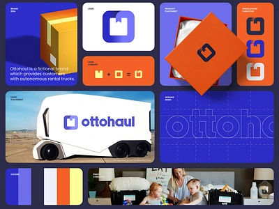 Ottohaul autonomous branding design graphic design icon illustration line minimal moving rental retro simple truck ui