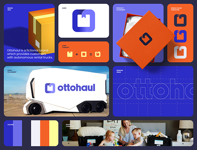Ottohaul autonomous branding design graphic design icon illustration line minimal moving rental retro simple truck ui