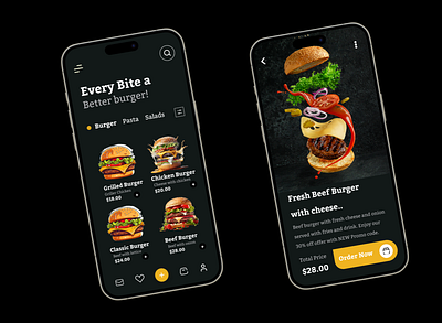 Burger App Concept app fooddelivery graphic design illustration typography ui