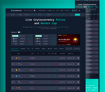 Coingetter crypto platform bitcoin coin crypto design landing page product design trading ui user experience ux web 3 web3 design