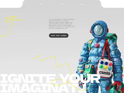 AI Image - Website Design 3d ai ai image astronaut character ai fashion ai figma graphic design gray grey imagination jitter minimal motion graphics ui