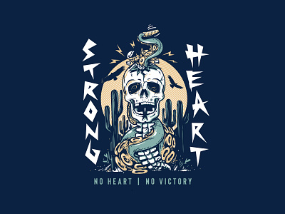 Strong Heart bjj desert gappling illustration octopus rattlesnake skull typography vultures