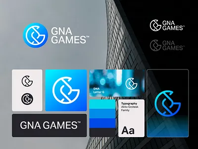 GNA Games - Logo Design blue brand identity design branding creative logo design dna dna string g game game logo games gna gradient logo lettermark logo modern logo monogram news string visual identity design