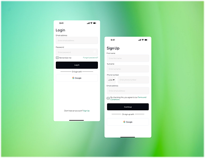 Log in & Sign Up Screens mobile app product design ui uidesign uiux uiuxdesigner