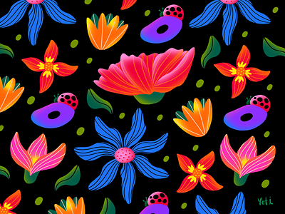 Colorful Floral Pattern apparel colorful design digital illustration flat flower flowers illustration illustrator pattern vector