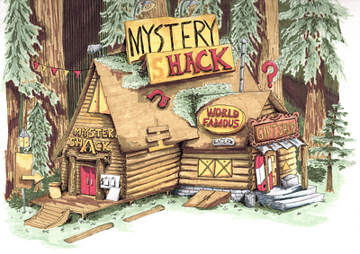 Mystery Shack Illustration architecture architecture illustration design fan art gravity falls illustration