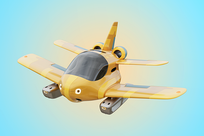 The Yellow Snapper 3d blender concept art dragon ball plane pontoon vehicle yellow