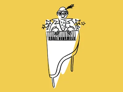 I only know one Elton John joke, it's a little bit funny... 🎹✨ design doodle elton john funny illo illustration lol piano sketch