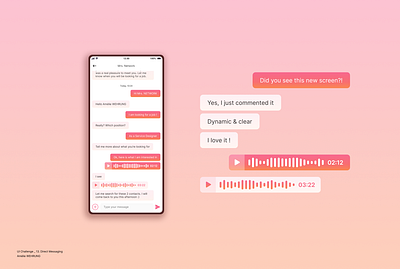 Direct messaging audio audio message challenge chat direct message direct messaging interface keyboard keyboard mobile layout message mobile mobile layout network send shade ui ui challenge ui challenge 13 ux