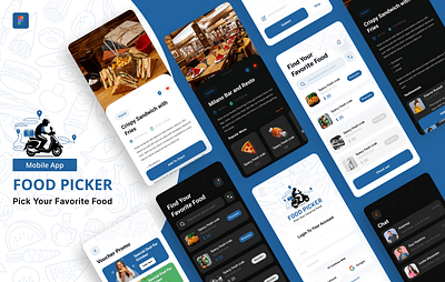 Food Picker (Pick your favorite food App) - UI/UX Design app design app ui app uiux design app ux dashboard design dashboard ui dashboard ux food app design graphic design illustration landing page design landing page ui ui uiux design web ui web ux website uiux design website ux wesbite ui