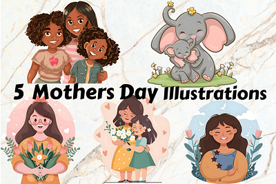 5 Mother's Day Illustrations 3d abstract art aesthetic aesthetic print aesthetic printable aesthetic wall art animation artist branding design graphic design illustration logo mother mothers day motion graphics ui
