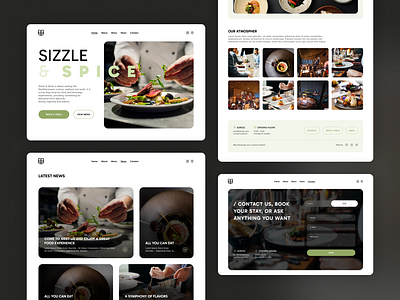 Sizzle & Spice - Restaurant Concept Page Design blog contact food lan landing page menu news restaurant shopify