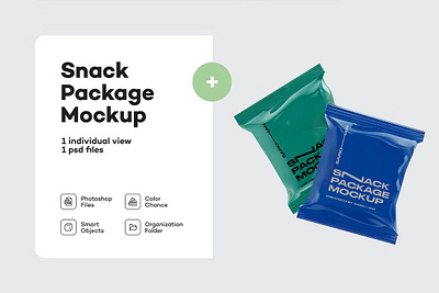 Two Glossy Snack Packages Mockup bag candy chips chips bag chocolate cookie cookies cracker crisps flow pack flowpack foil food food bag front view glossy health mockup package two glossy snack packages mockup