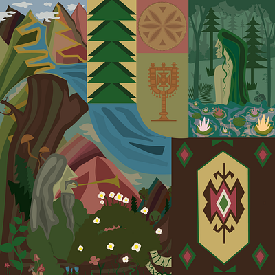 illustration for an article about the legends of the Carpathians illustration vector