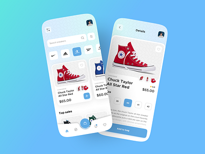 Sneakers Store App - @geanrr adidas allstar app blue challenge converse dailyui design hype4 mobile nike puma shoes sneakers store ui ui design