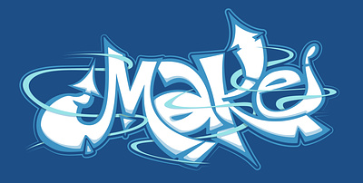 Blue graffiti "make" color graffiti illustration letter lettering logo stile text urban