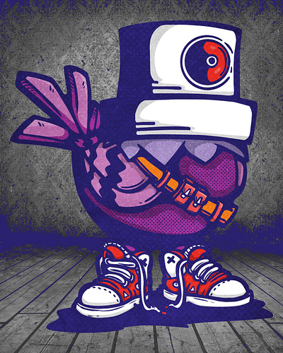 Bird graffiti can animal bird can cartoon character comic design doodle graffiti illustration sneaker