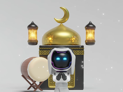3D Animation Astronout - Happy Eid Mubarak 3d 3d animation 3d astronout 3d dark 3d icon 3d illustration 3d light astronout blender eid mubarak spline