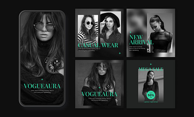 VogueAura Instagram Fashion Post Designs fashion graphic design instagram instagram post instagram post design minimal modren