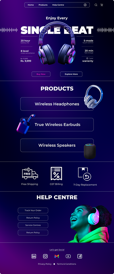 E-Commerce Website - Electronic Gadget Store e commerce gradient headphones ui ux web design website