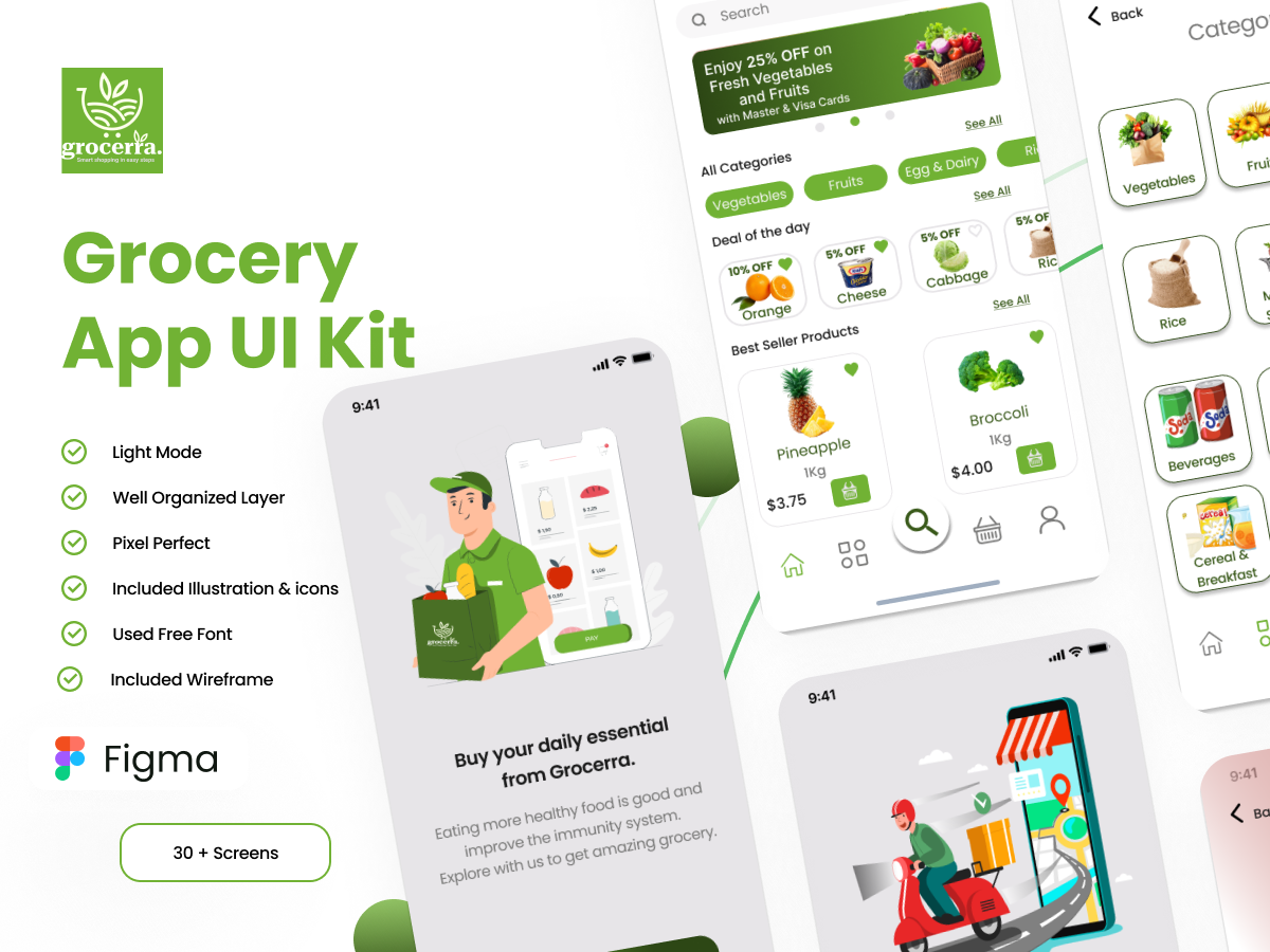 Groceries App UI KIT app design clean ui design figma grocery app grocery ui healthy food delivery app ios app ios food delivery service mobile design mobile grocery store online grocery shopping order fresh produce online organic grocery delivery shop for groceries online ui ui kit ui ux design