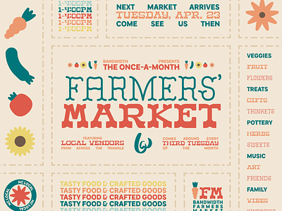 The Once-A-Month Farmers' Market bandwidth brand branding buy carolina craft crafted farm farmer farmers goods local logo market marketplace nc north produce sell shop