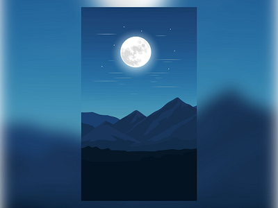 Moon and Mountain landscape branding design graphic design illustration ui ux vector