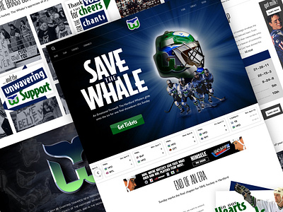 Hartford Whalers (1997) 90s design hartford hockey homepage landing page nhl typography ui uiux vintage web design whalers