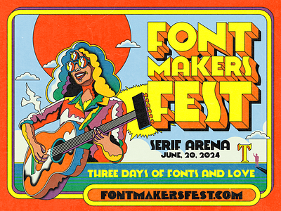 Font Makers Fest art branding design festival graphic design illustration music psychedelic retro type typography vector vintage