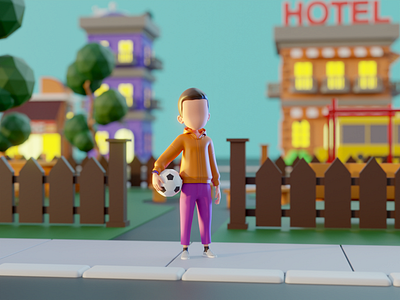 3D kid in the city 🌃 3d 3d city 3d kid b3d blender cartoon cartoon character character cute kid render resources