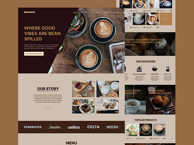 Coffee Shop UI coffee shop design ecommerce figma graphic design landing page minimalistic modern ui uiux ux website