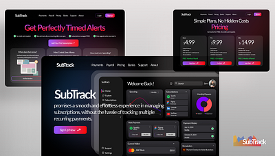 SubTrack - Subscription Management Platform aesthetic ui branding figma subsricption management ui website ui