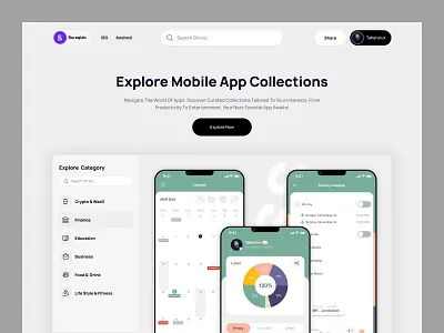 Explore Mobile App / Saas apps clean landing page mobile app saas saas website ui ui design uiux ux design webdesign website website design