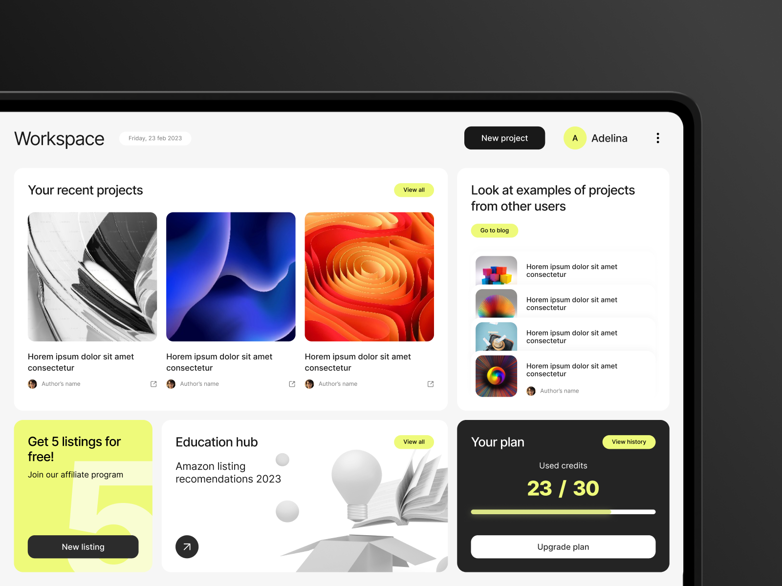 Online-editor personal account ⚡️ account black clean dashboard interface ui user interface white