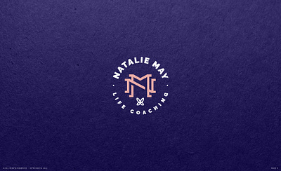 Natalie May Unused Concept blue brand branding business card butterfly circle icon logo monogram pink. stamp stationery texture