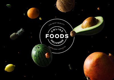 Online Food Brand Space Concept brand circle concept food fruit logo planets space